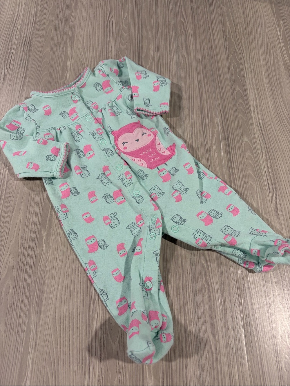 7/$20 Simple Joys by Carter’s Baby Mint and Pink Owl One-Piece Footed Sleeper